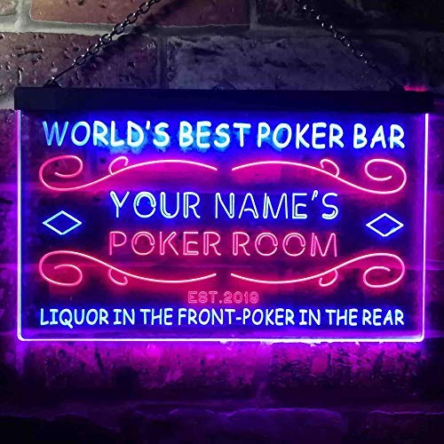 Personalized Poker Room Bar Dual LED Neon Light Sign